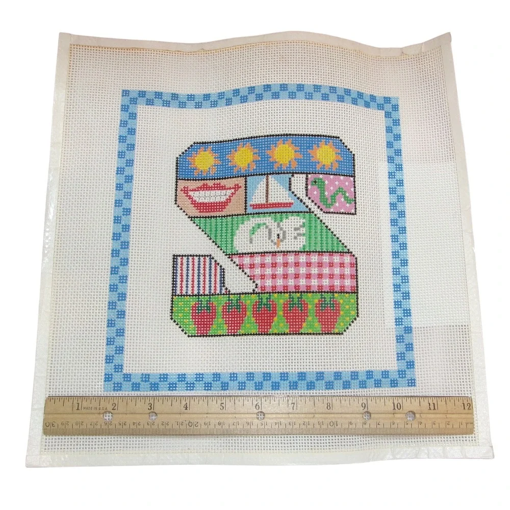 Susan Treglown Needlepoint Canvas Letter S Monogram Sun Swan PC-1950-S 12 Mesh